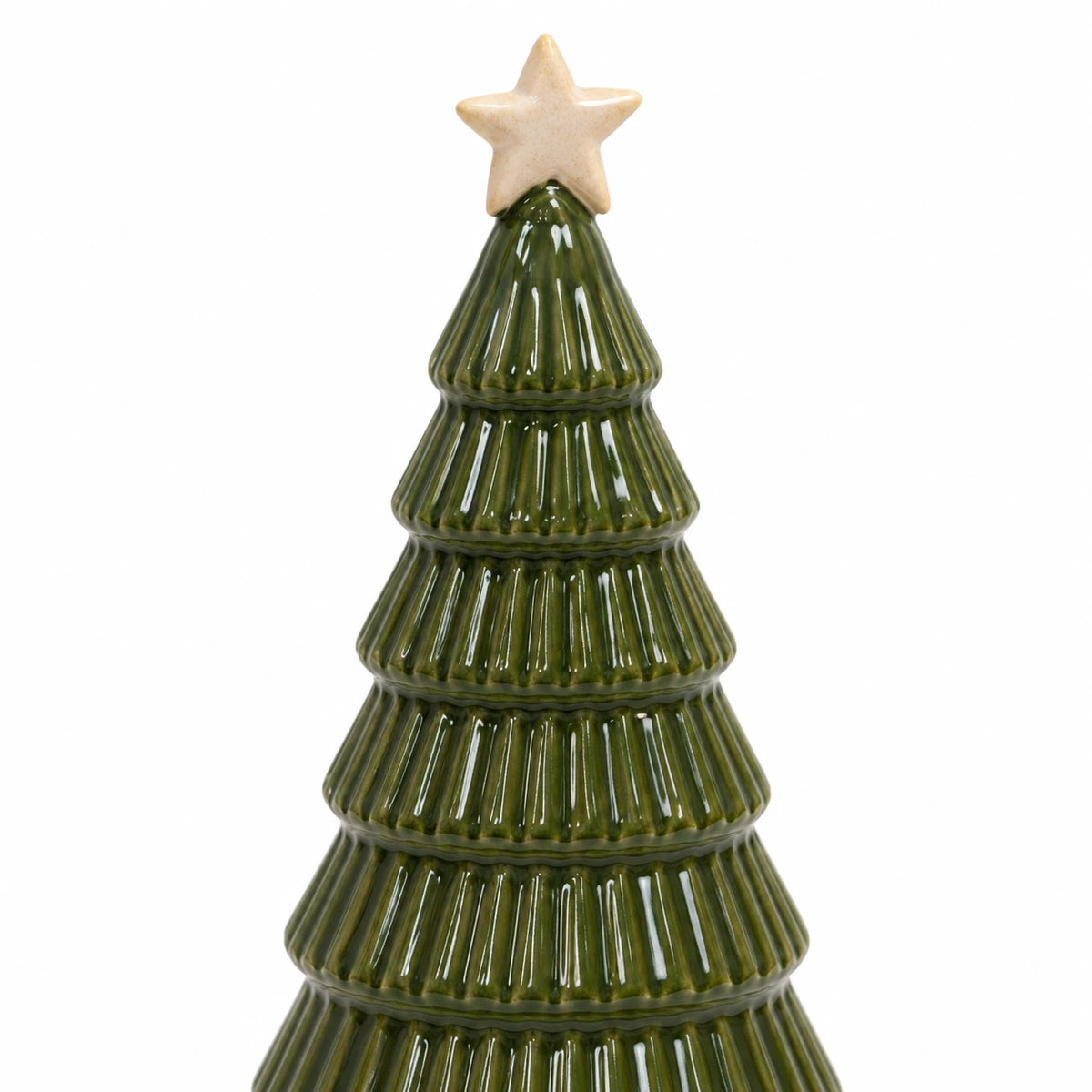 Satchville green ceramic Christmas tree with star detail, 20cm height