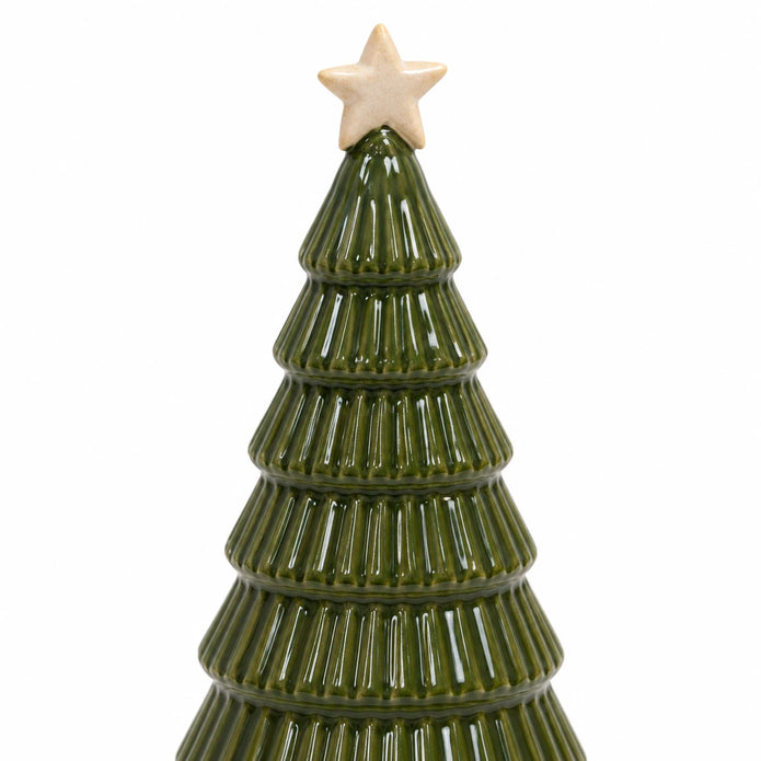 Satchville green ceramic Christmas tree with star detail, 20cm height