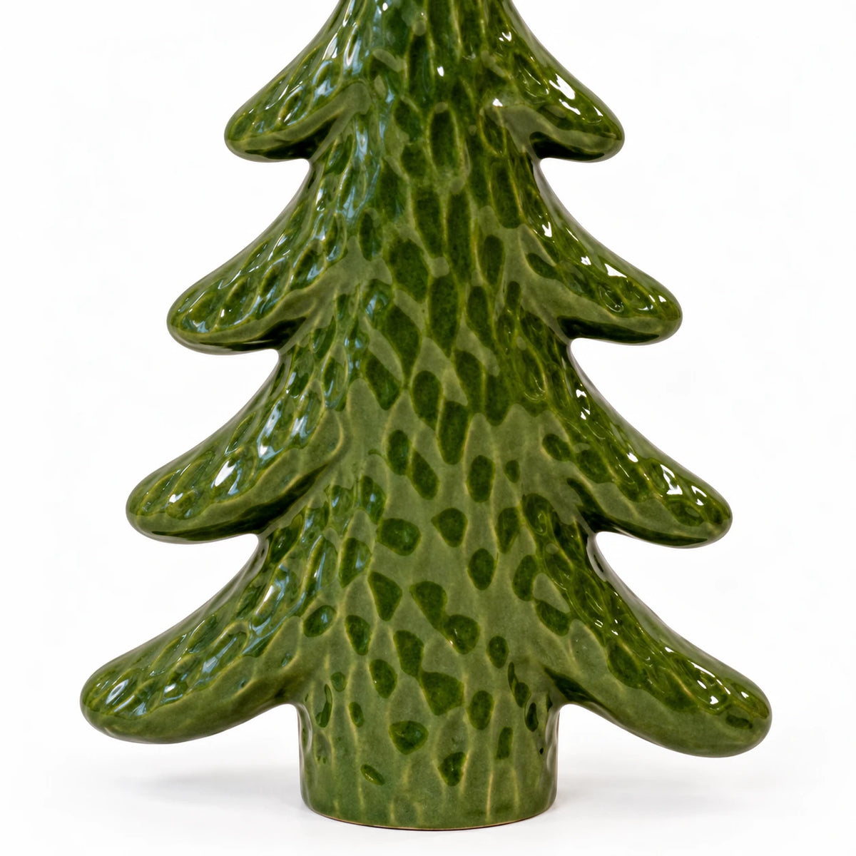 Satchville medium green ceramic Christmas tree ornament with glossy glaze detail