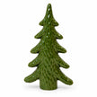 Green ceramic Christmas tree ornament by Satchville, medium size, photographed against a white background