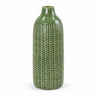 medium green ceramic vase complete and empty on a white background