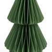 Close-up of the folded green paper and tier edges of a 30 cm Christmas tree.