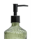 Green Ribbed Glass Soap Dispenser Bottle - “Soap” - Home DecorHome Decor - Lulu Loves Home