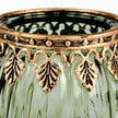 Green ribbed glass tea light candle holder with leaf rim by Originals International Ltd