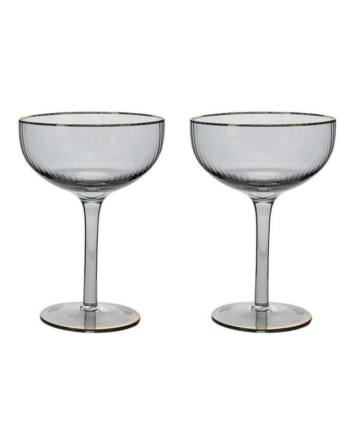Grey Cocktail Glasses with Gold Rim - Home DecorHome Decor - Lulu Loves Home