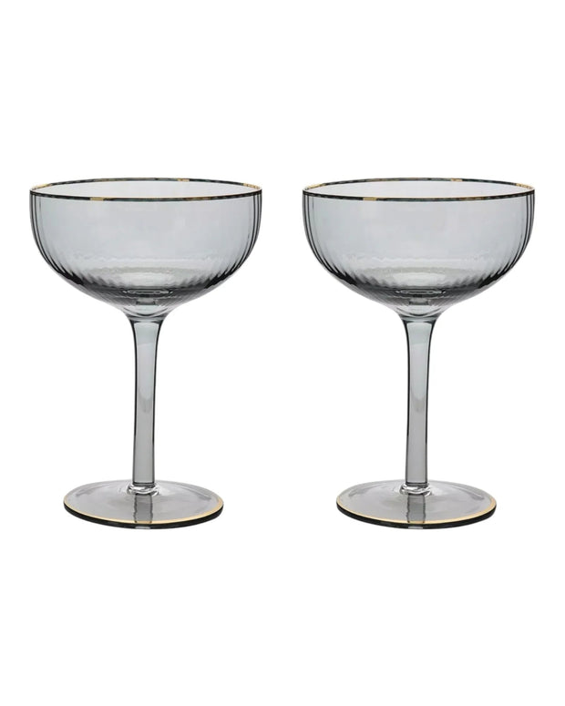 Grey Cocktail Glasses with Gold Rim - Home DecorHome Decor - Lulu Loves Home