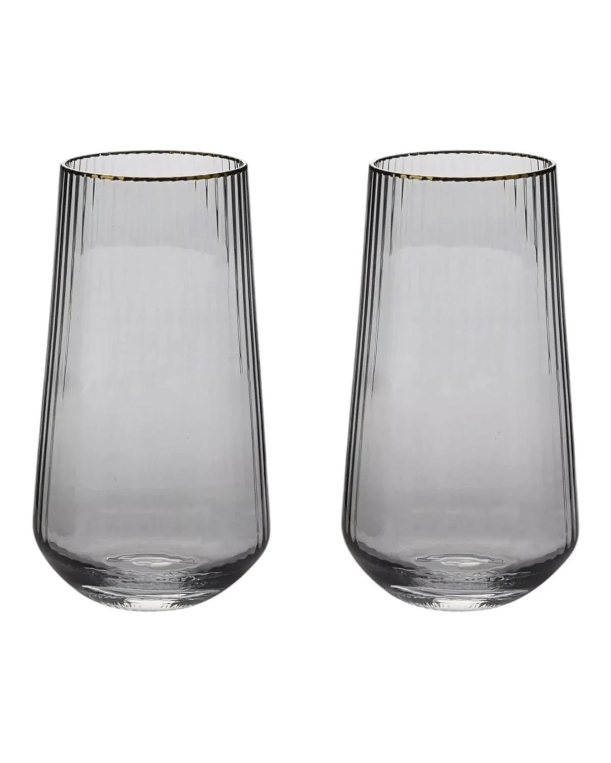 Grey High Ball Glasses with Gold Rim - Home DecorHome Decor - Lulu Loves Home