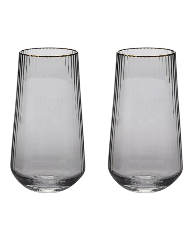 Grey High Ball Glasses with Gold Rim - Home DecorHome Decor - Lulu Loves Home