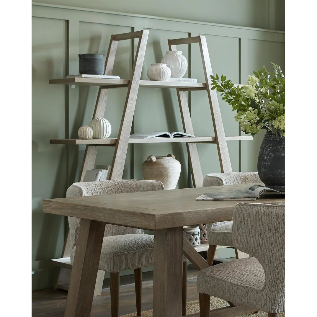 Haldon Collection 4-shelf apex shelving unit by Hill Interiors, modern wooden furniture with four spacious shelves for storage.