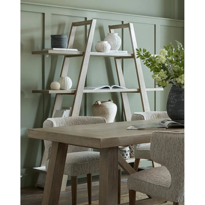 Haldon Collection 4-shelf apex shelving unit by Hill Interiors, modern wooden furniture with four spacious shelves for storage.