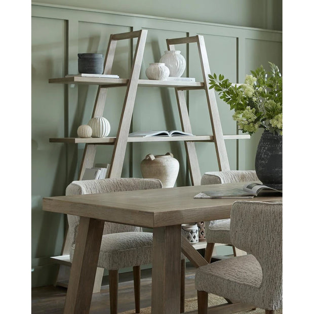 Haldon Collection 4-shelf apex shelving unit by Hill Interiors, modern wooden furniture with four spacious shelves for storage.