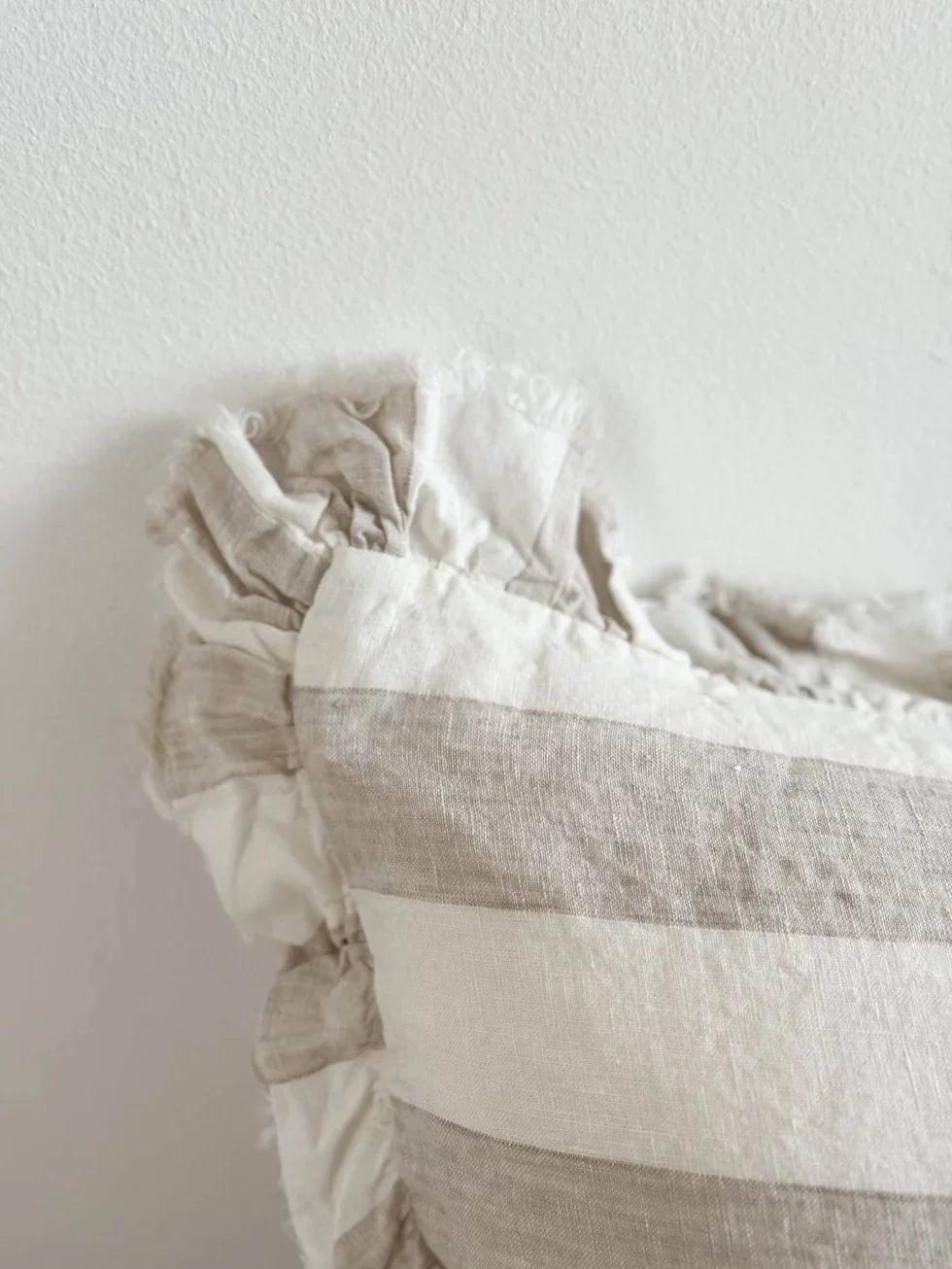 Hallie Beige And White Wide Stripe Cotton Blend Cushion Cover - Soft FurnishingsSoft Furnishings - Lulu Loves Home