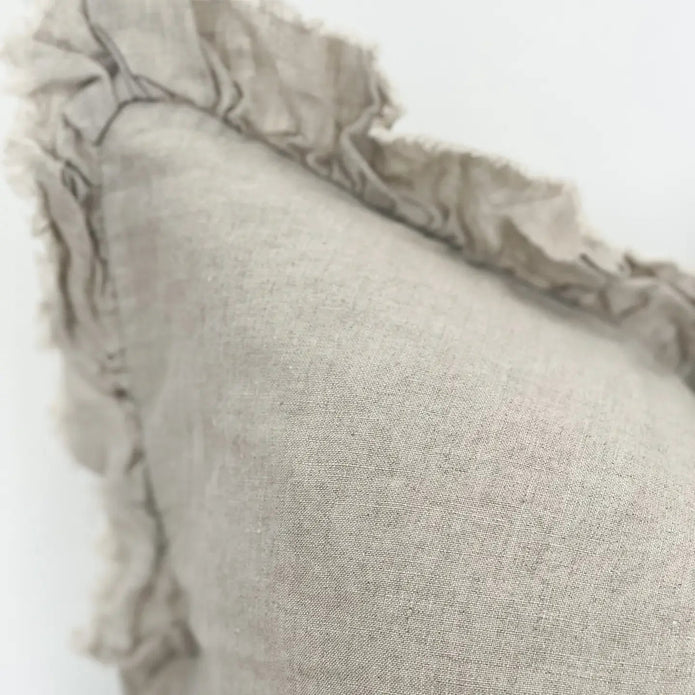 Hallie Beige Linen Ruffled Edge Cushion Cover - Soft FurnishingsSoft Furnishings - Lulu Loves Home