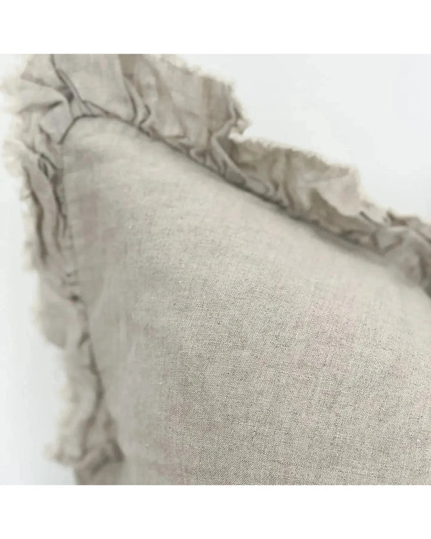 Hallie Beige Linen Ruffled Edge Cushion Cover - Soft FurnishingsSoft Furnishings - Lulu Loves Home