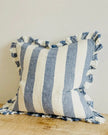 Hallie Blue And White Wide Stripe Luxury Cotton Blend Cushion Cover - 45cm x 45cm - Soft FurnishingsSoft Furnishings - Lulu Loves Home