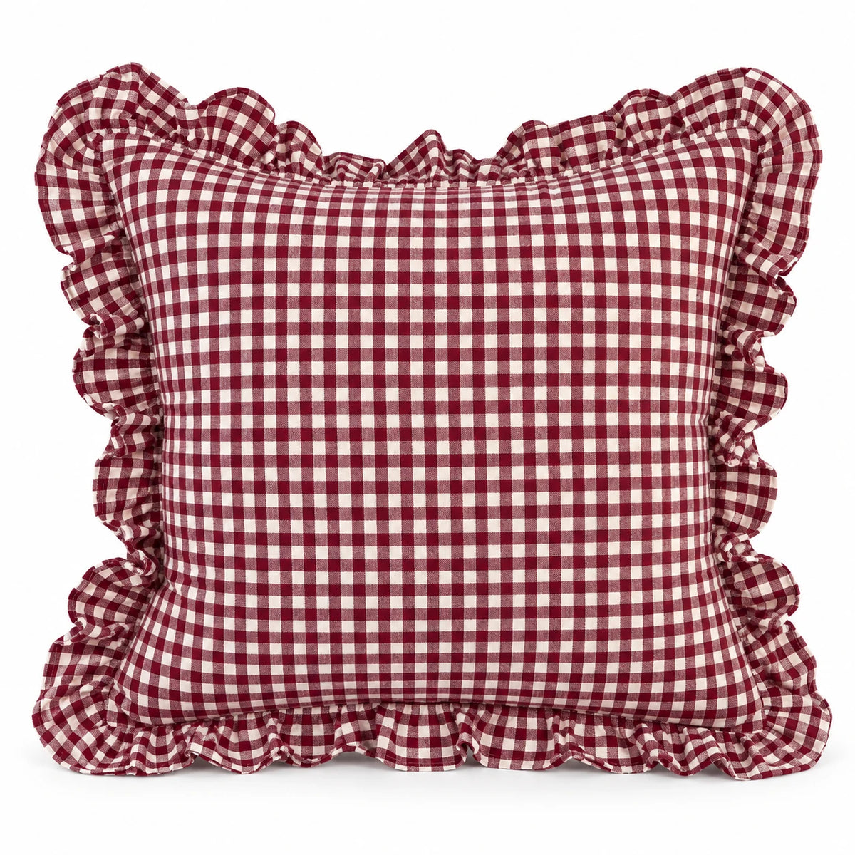 Hallie burgundy square gingham cushion cover by Ellenvale Trade