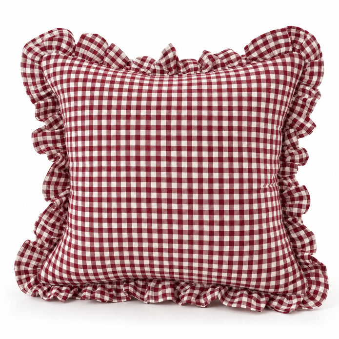 Hallie burgundy square gingham cushion cover by Ellenvale Trade
