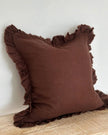 Hallie Dark Brown Ruffle Linen Blend Cushion Cover - Soft FurnishingsSoft Furnishings - Lulu Loves Home