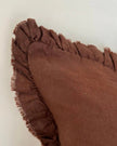 Hallie Dark Brown Ruffle Linen Blend Cushion Cover - Soft FurnishingsSoft Furnishings - Lulu Loves Home