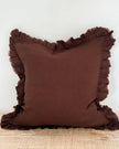 Hallie Dark Brown Ruffle Linen Blend Cushion Cover - Soft FurnishingsSoft Furnishings - Lulu Loves Home