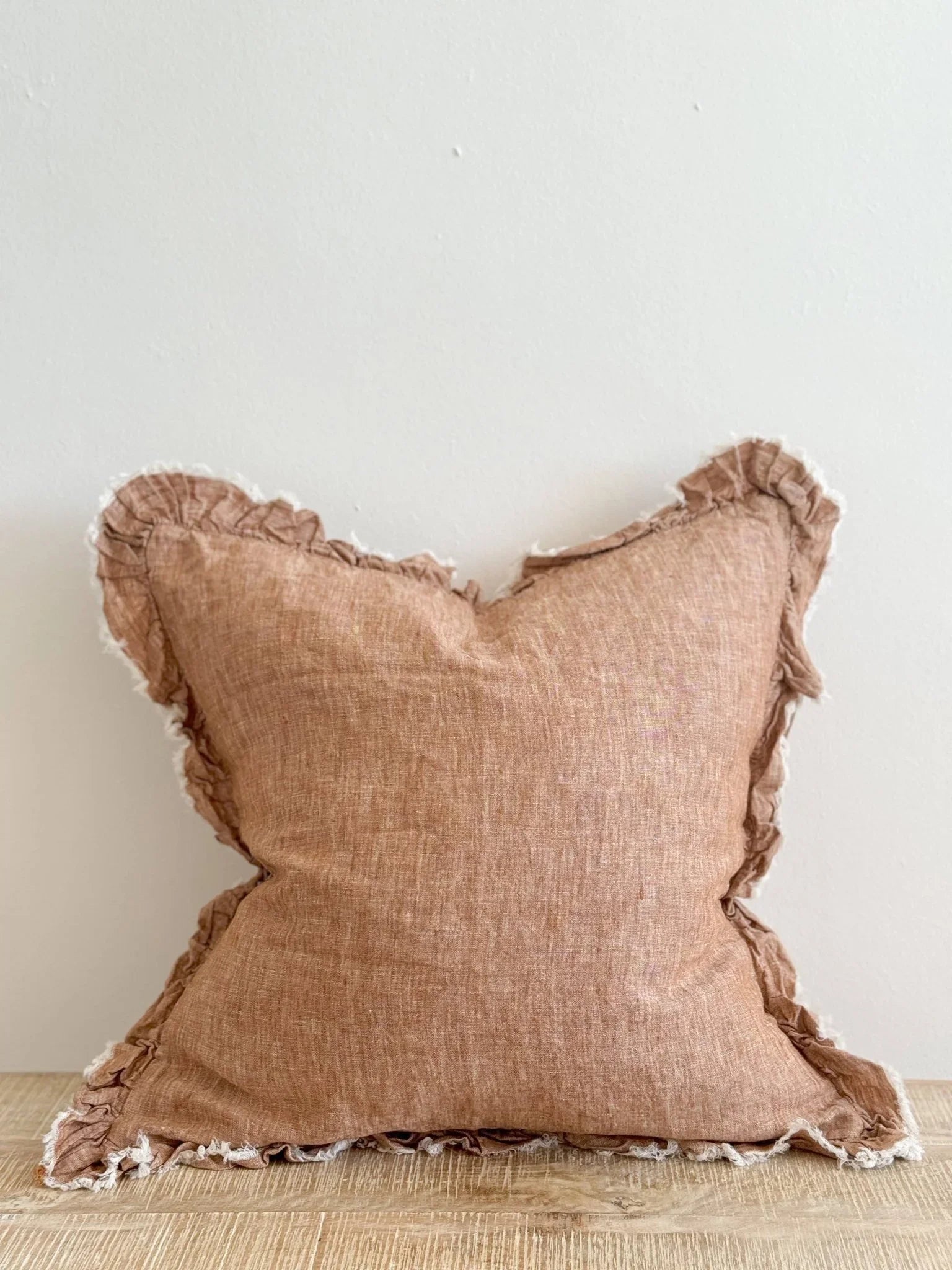 Hallie Ruffled Linen Cushion Cover 45x45 – Washed Rust - Soft FurnishingsSoft Furnishings - Lulu Loves Home