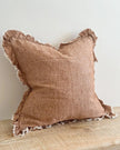 Hallie Ruffled Linen Cushion Cover 45x45 – Washed Rust - Soft FurnishingsSoft Furnishings - Lulu Loves Home