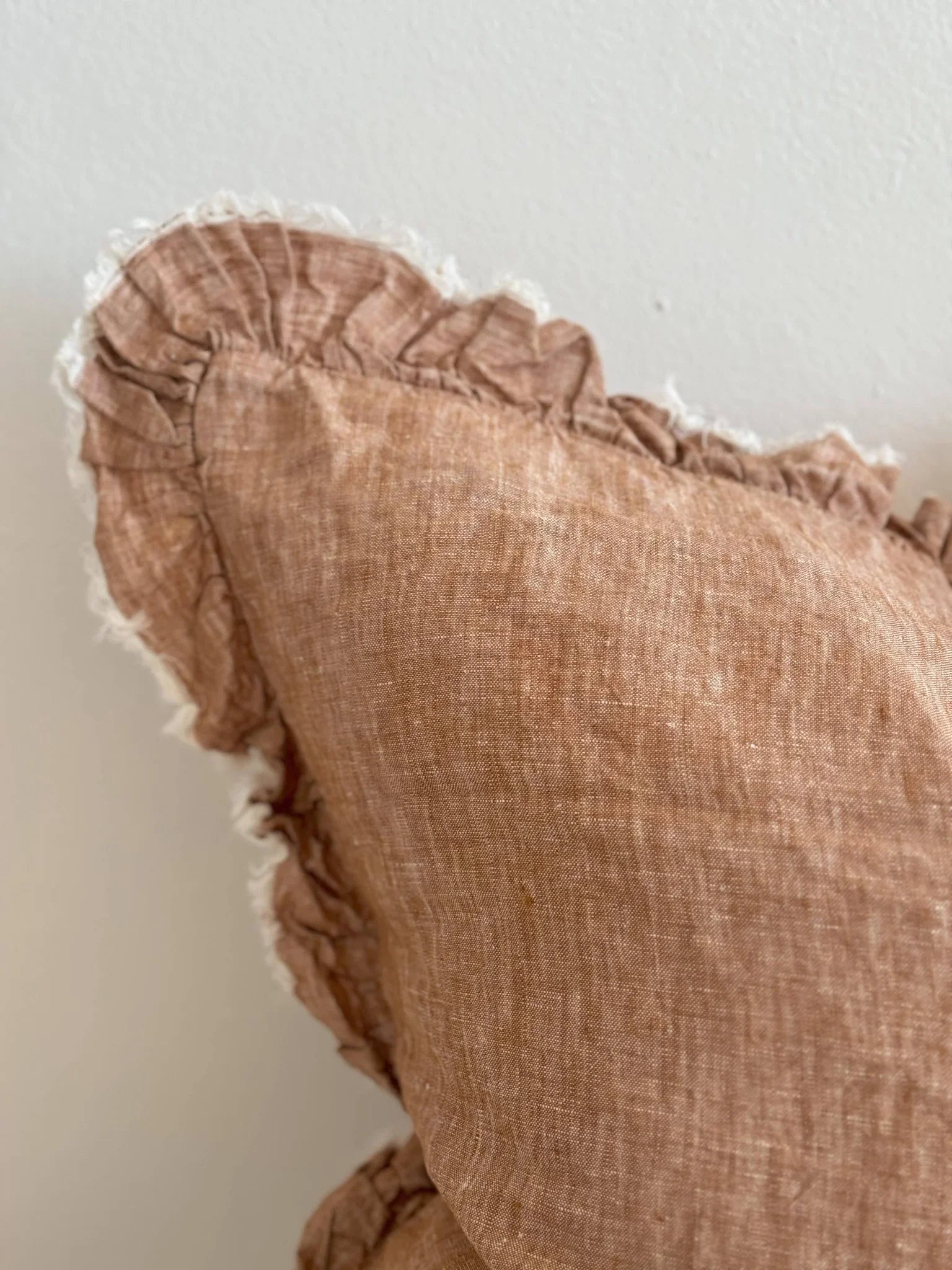 Hallie Ruffled Linen Cushion Cover 45x45 – Washed Rust - Soft FurnishingsSoft Furnishings - Lulu Loves Home