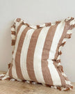 Hallie Rust Brown And White Wide Stripe Cotton Blend Cushion Cover - Soft FurnishingsSoft Furnishings - Lulu Loves Home