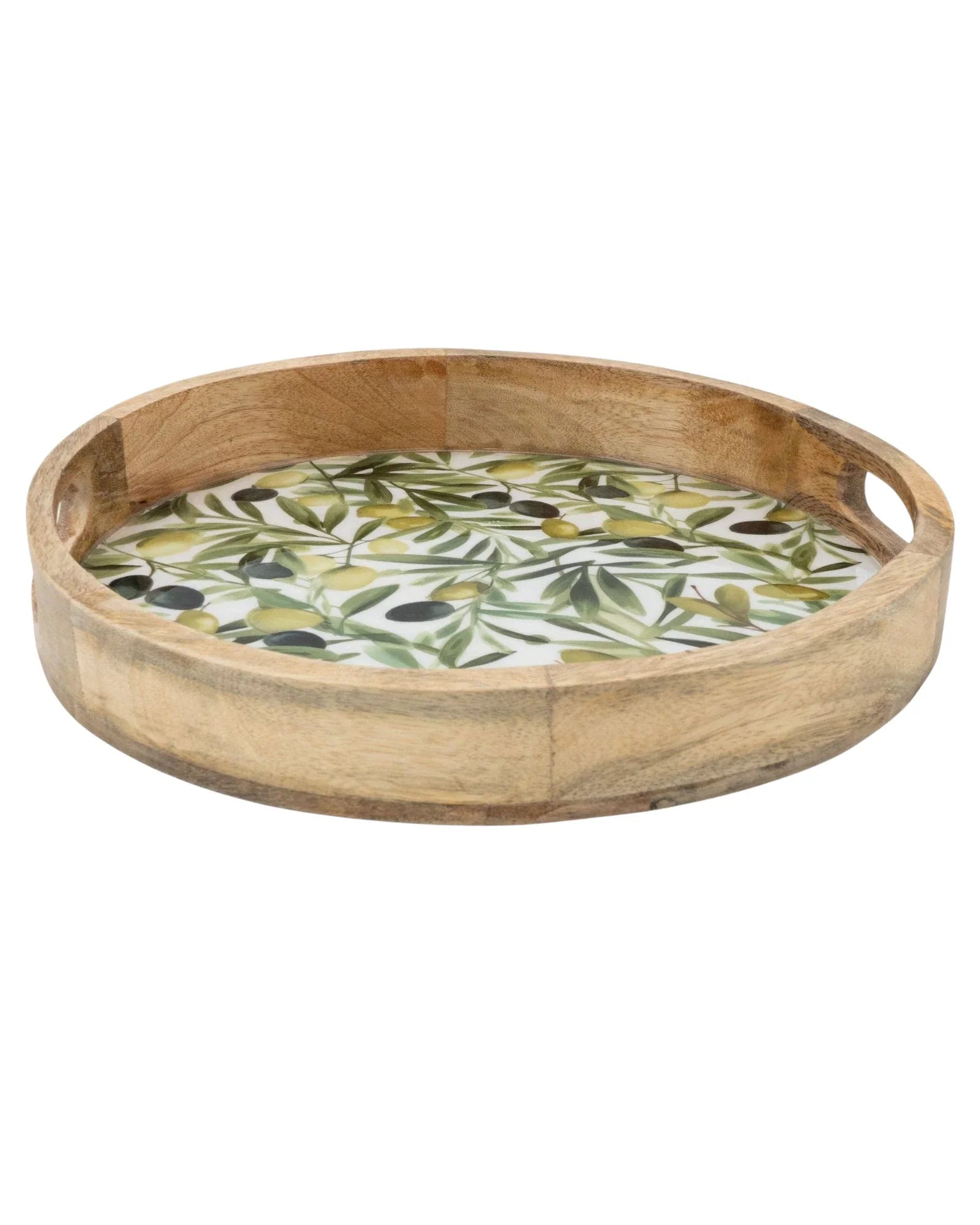Handcrafted Round Mango Wood Tray - Olives - Home DecorHome Decor - Lulu Loves Home
