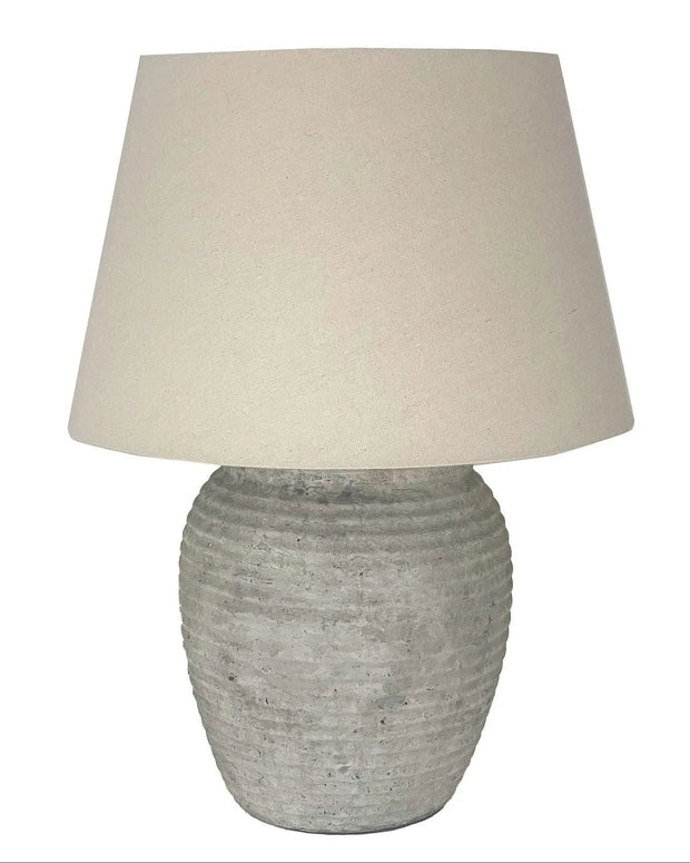 Harrogate Stone Natural Ribbed Lamp - Large - LightingLighting - Lulu Loves Home