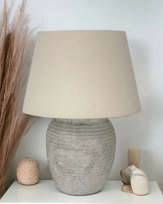 Harrogate Stone Natural Ribbed Lamp - Large - LightingLighting - Lulu Loves Home