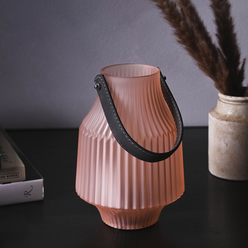 Soft Frosted Pink LED Light Up Glass Lantern - Lulu Loves Home - Lamps & Lighting