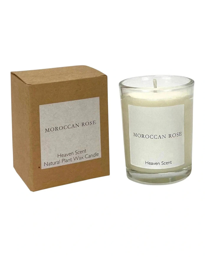 Moroccan Rose Small Candle by Heaven Scent Incense Ltd, featuring a delicate rose scent and a charming small candle design.