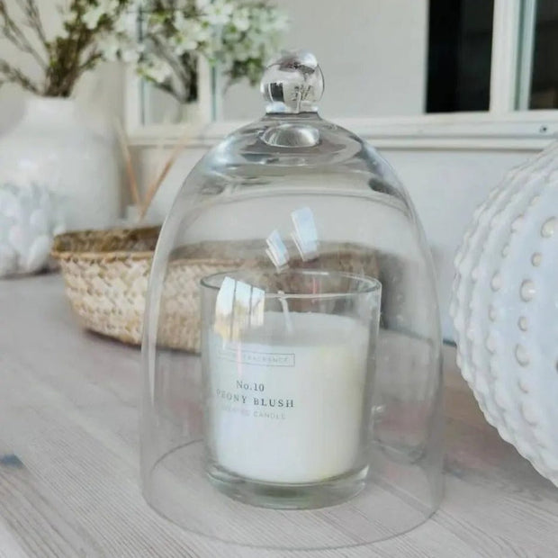 Clear glass candle cloche dome from Heaven Scent Incense Ltd, designed for home decor and display.