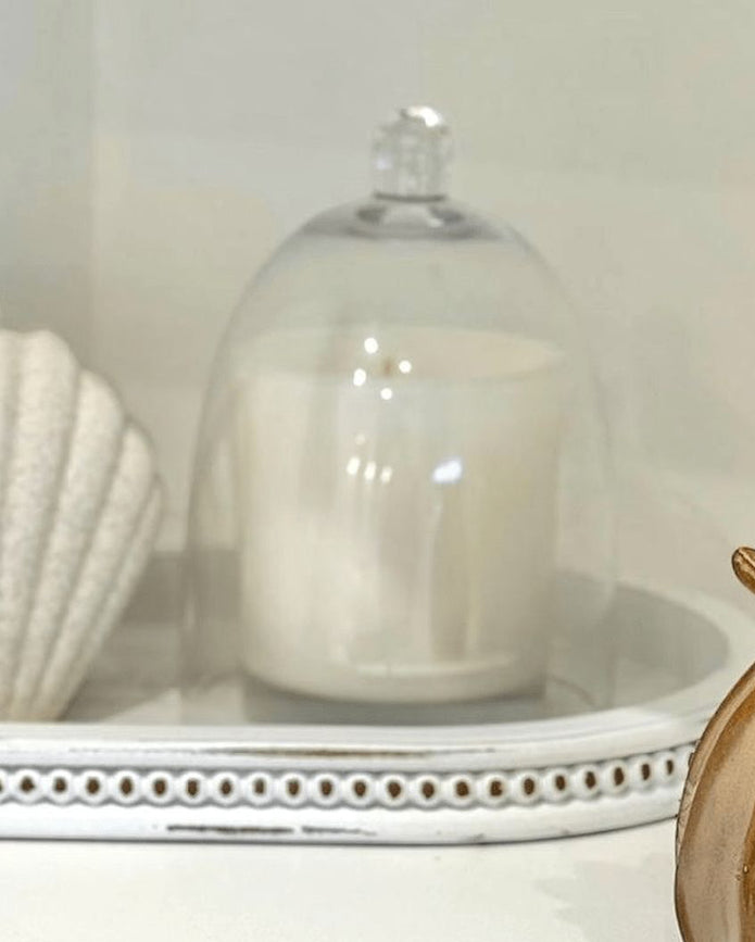 Clear glass candle cloche dome for home decor by Heaven Scent Incense Ltd, showcasing a sleek protective cover for candles.