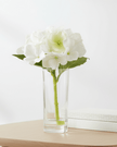 Artificial Mini White Hydrangea Stem In A Glass Bud Vase