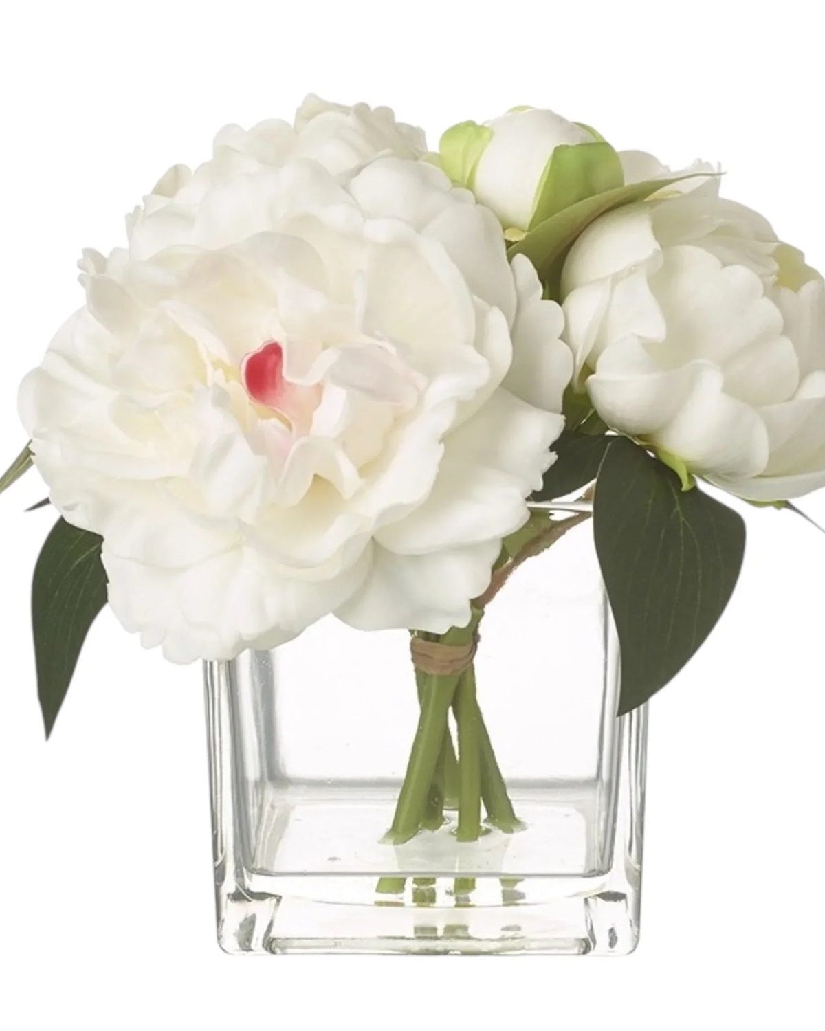 Artificial Soft White And Pink Magnolia Flower Arrangement In Glass Vase - Faux Plants & FlowersFaux Plants & Flowers - Lulu Loves Home