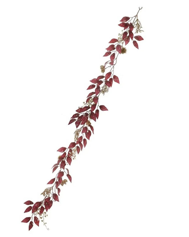 Autumn Burgundy Leaf Garland – Rich Burgundy Faux Foliage for Seasonal Home Styling - Faux Plants & FlowersFaux Plants & Flowers - Lulu Loves Home