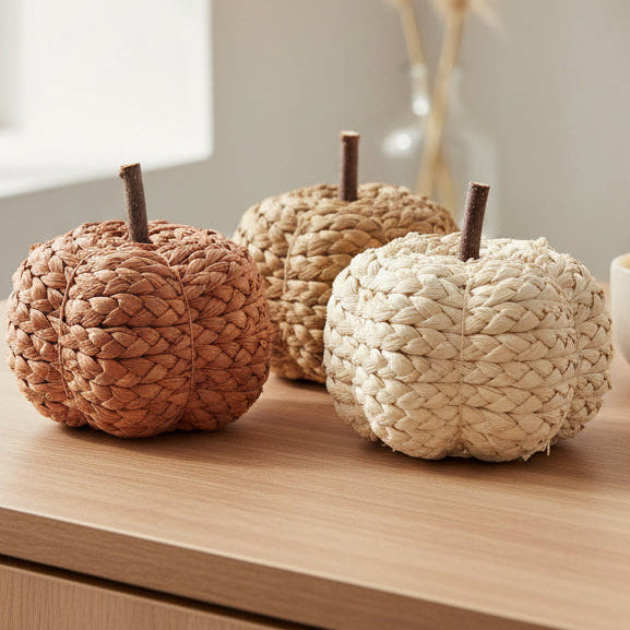 Small Natural Rafia Plain Pumpkins - Set of Three - Seasonal Decor - AutumnSeasonal Decor - Autumn - Lulu Loves Home