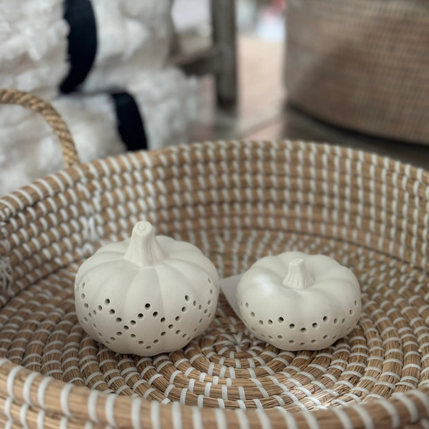 White Ceramic Light Up LED Pumpkin – Elegant Illuminated Autumn Decoration - Seasonal Decor - AutumnSeasonal Decor - Autumn - Lulu Loves Home
