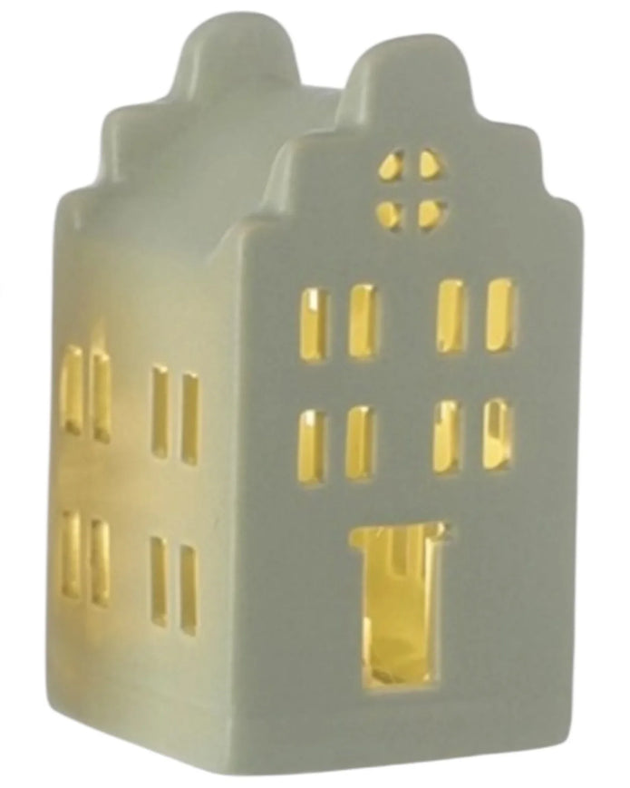 Beige ceramic Christmas house with LED lights by Heaven Sends, perfect for holiday decor and festive lighting.
