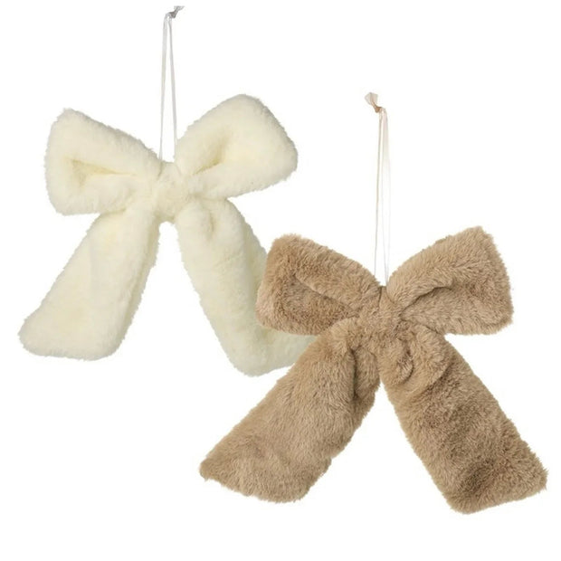 Fluffy Cream & Brown Bow Hangers - Seasonal Decor - AutumnSeasonal Decor - Autumn - Lulu Loves Home