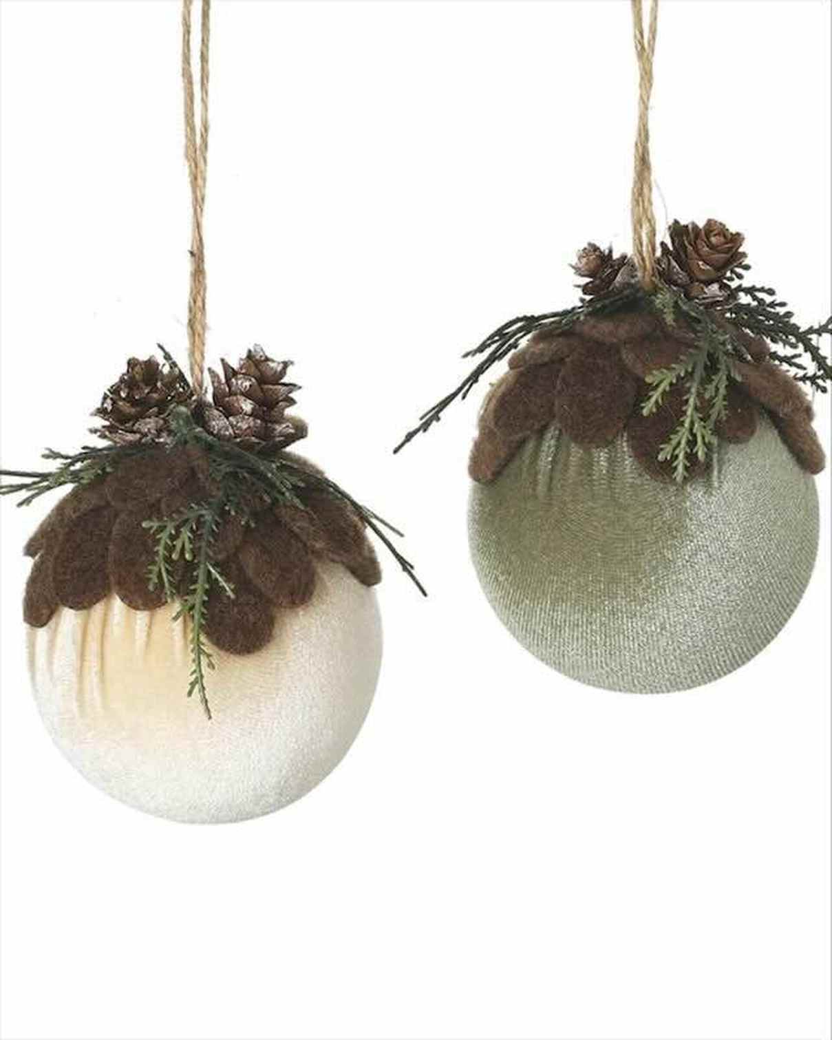 Velvet Bauble With Woodland Pinecone Decor