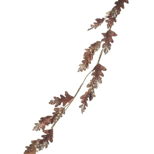 Brown Acorn Leaf Garland – Rustic Autumn Foliage Decoration - Faux Plants & FlowersFaux Plants & Flowers - Lulu Loves Home