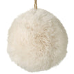 Cream Fluffy Hanging Fur Snowball, large cream fluffy snowball with hanging loop against white