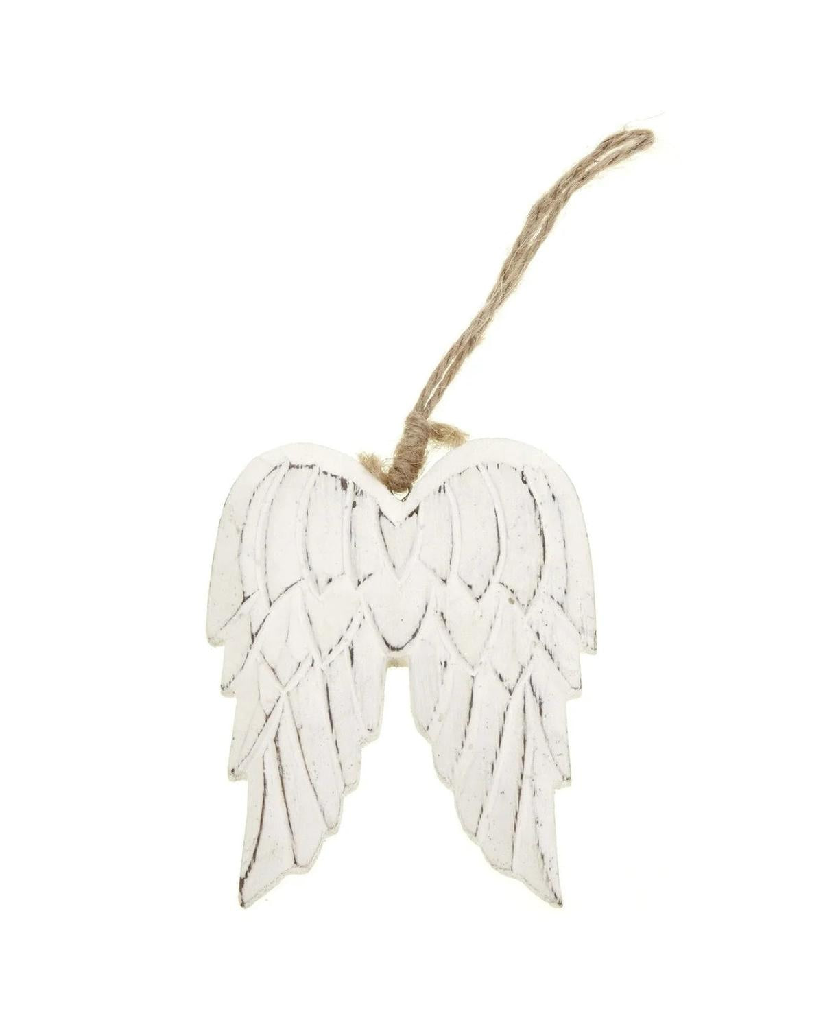 White wood angel wings home decor piece by Heaven Sends, decorative angel wing sculpture for living spaces