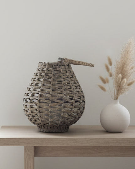 Rattan Bulbous Candle Lantern
