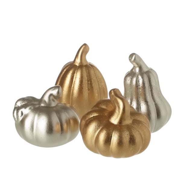 Mini Silver and Gold Metallic Pumpkins Set of Two – Elegant Autumn Decorative Accessories - Lulu Loves Home