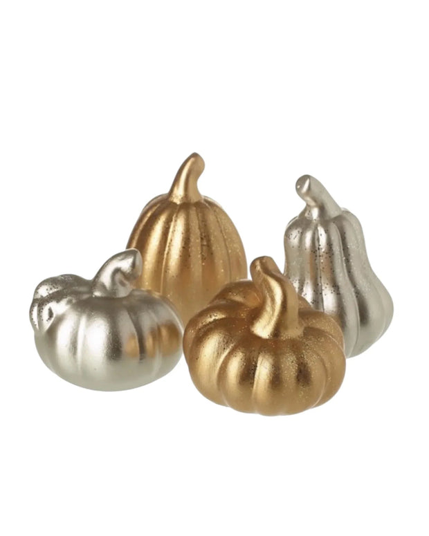 Mini Silver and Gold Metallic Pumpkins Set of Two – Elegant Autumn Decorative Accessories - Lulu Loves Home