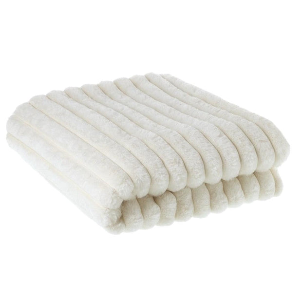 Ivory white faux fur fluffy throw blanket from Heaven Sends, soft and cozy for home decor and comfort.
